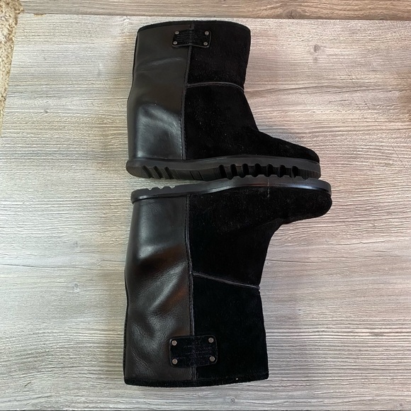 Marc by Marc Jacobs cute black leather and suede hidden wedge boot 38 1/2 8.5 - Picture 8 of 15